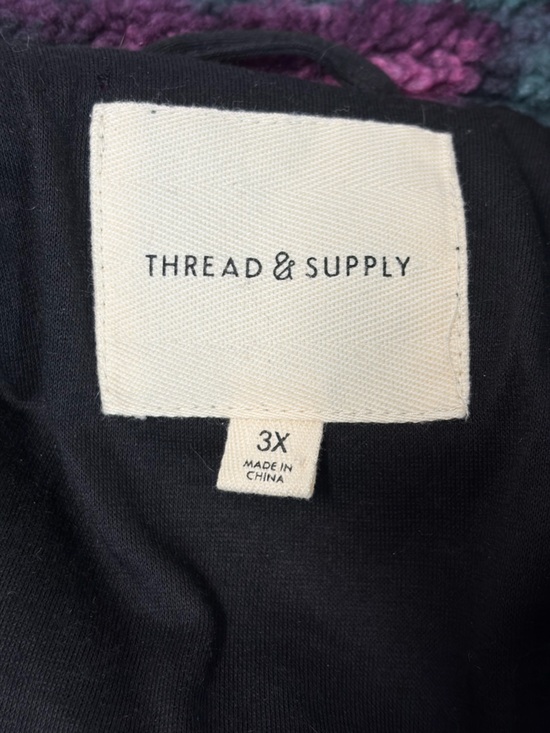 Thread & Supply Plaid Sherpa Jacket 3X Cozy Shacket Pink Purple - Picture 2 of 4